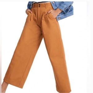 Madewell Pleated Golden Pecan Wide Leg Trousers  - Size 8